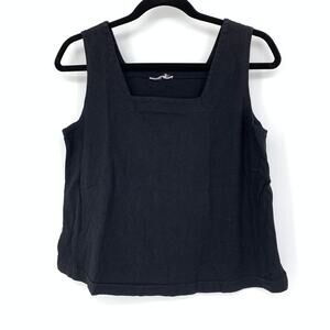 Unbranded Sleeveless Tank Top Black Square Neck Cotton Cropped Apx Sz M